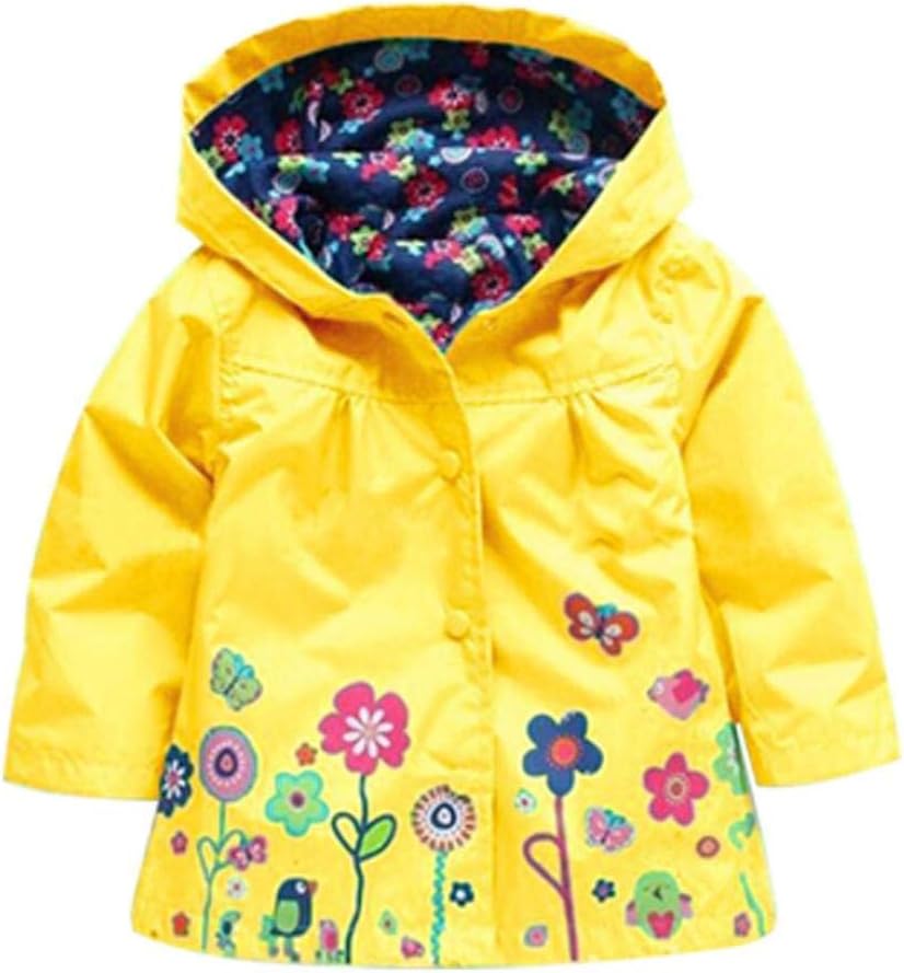 FaxyNo Kids Waterproof Rain Suits,Puddle Jumping Rain Jacket for Little Ones,Keep Water Out,Thin and Light-Weight Raincoat (Yellow, Tag Size 90=US Size24M)