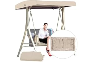 BTURYT Replacement Canopy for Swing Seat 3 Seater Garden Hammock Cover, 210D Oxford Cloth Patio Swing Top Cover with 4 Reinfo