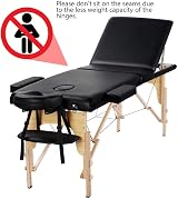 Yaheetech Portable Massage Table Folding Spa Bed 3 Section 60 cm Width Black view 9
