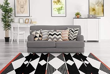 One Couture Teppich Modern Scandi Skandinavisch Design Wohnzimmer Schwarz Weiss Rot Wohnzimmerteppich Esszimmerteppich Teppichlaufer Flur Laufer Grosse 120cm X 170cm Amazon De Kuche Haushalt
