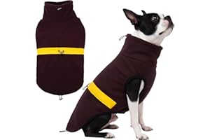T'CHAQUE Dog Fleece Vest Clothes for Large Dogs, Thermal Fleece Vest Sweater with Leash Hole, Pet Sweaters with Reflective St