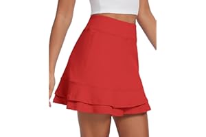 H Hellisal Womens Tennis Skirt 16" Skorts for Woman Dressy Casual High Waisted Golf Athletic Ruffle Skirts with Pockets
