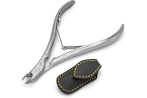 GERMANIKURE Standard Professional Cuticle Trimmer - 1/2 Half Jaw Nipper - Ethically Made in Germany - FINOX Stainless Steel Sharp Cuticle Remover in Leather Case – Manicure Tool, r175, 5mm