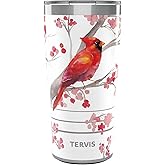 Tervis Traveler Christmas Holiday Cardinal and Berry Branches Triple Insulated Tumbler Travel Cup Keeps Drinks Cold & Hot, 20oz, Stainless Steel