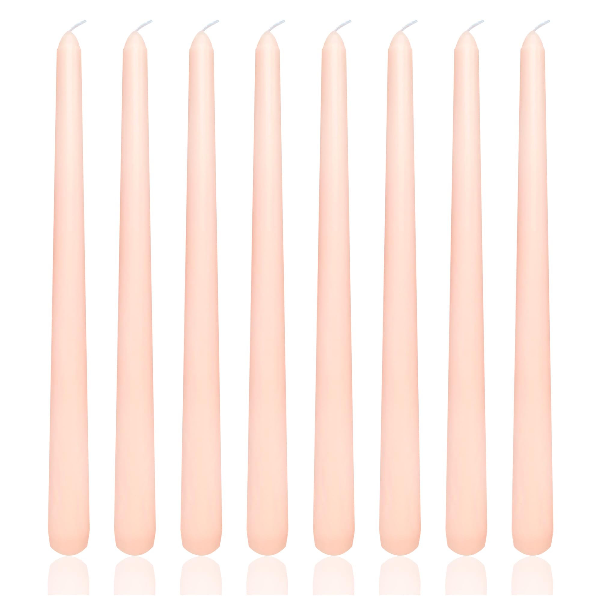 Photo 1 of 8 Pack 10 Inch Flesh Pink Taper Candles Long Burning Time Dripless Candles for Dinner Home Decor Wedding Shower