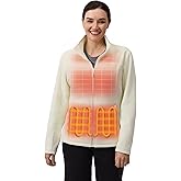 ORORO Women's Heated Fleece Jacket with Battery, Heating Fleece Jacket for Hiking Camping
