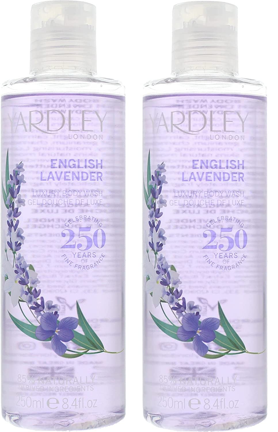 BrightRetail Yardley English Lavender Luxury Body Wash Shower Gel 250ml 2 Pack