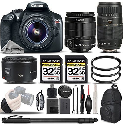 Canon EOS T6 DSLR Camera + Canon EF-S 18-55mm IS II Lens + Canon EF 50mm f 1.8 II Lens + Tamron Zoom Telephoto AF 70-300mm Autofocus Lens - All Original Accessories Included - International Version Canon EOS T6 DSLR Camera + Canon EF-S 18-55mm IS II Lens + Canon EF 50mm f 1.8 II Lens + Tamron Zoom Telephoto AF 70-300mm Autofocus Lens - All Original Accessories Included -    International Version
