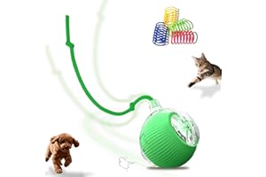 Petayouj Interactive Cat Toys Ball for Indoor Cats＆Dogs,Automatic Cat Toy 360° Auto-Rotation Smart Obstacle Avoidance,Includes 4 Cat Spiral Spring,Cat Enrichment Toys for Indoor Cats (Green1)