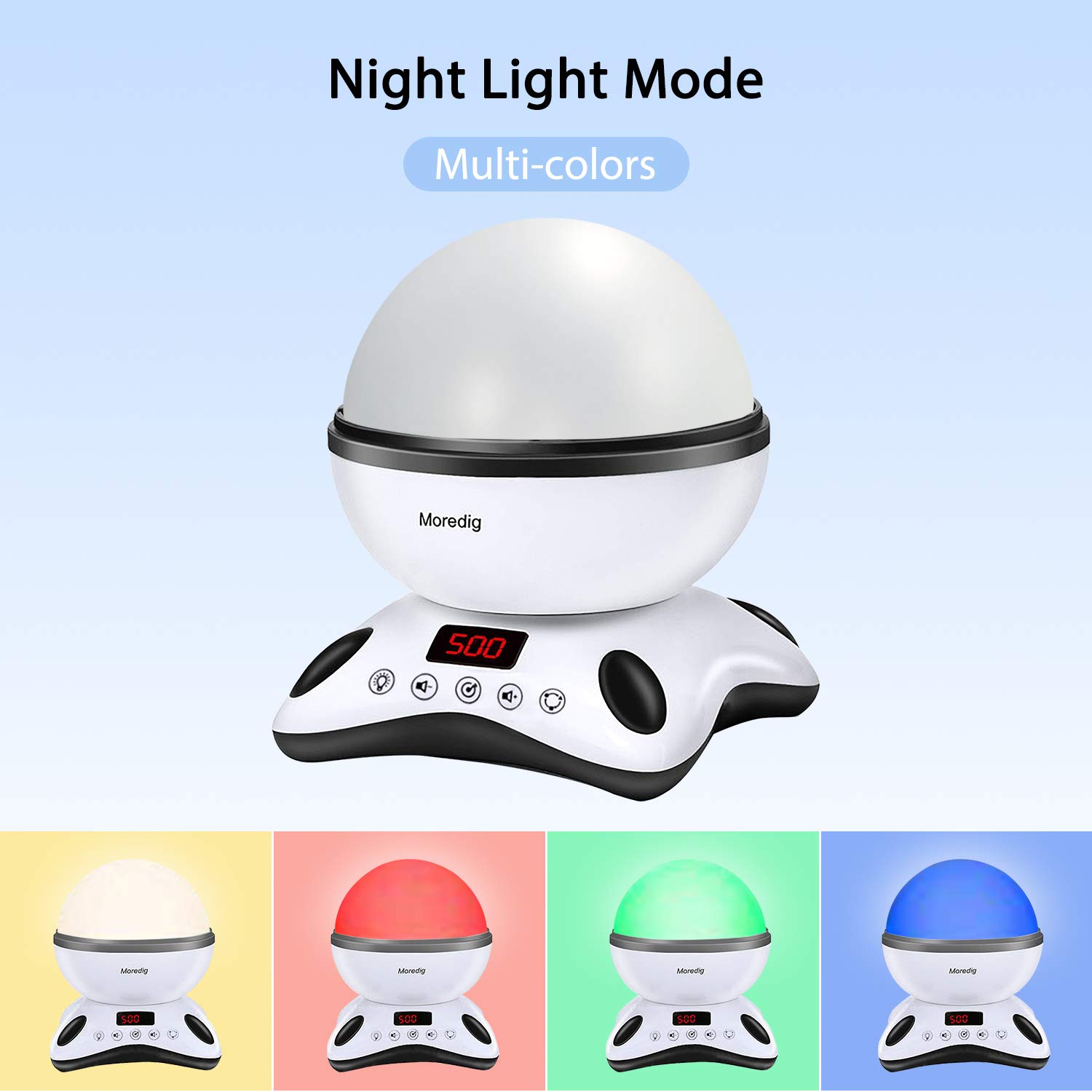 Moredig Night Light Projector Remote Control and Timer Design Projection lamp, Built-in 12 Light Songs 360 Degree Rotating 8 Colorful Lights for Children Kids Birthday, Parties - Black White: Baby