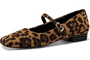 Coutgo Women's Mary Jane Flats Closed Square Toe Ballet Flat Dressy Comfortable Slip on Shoes