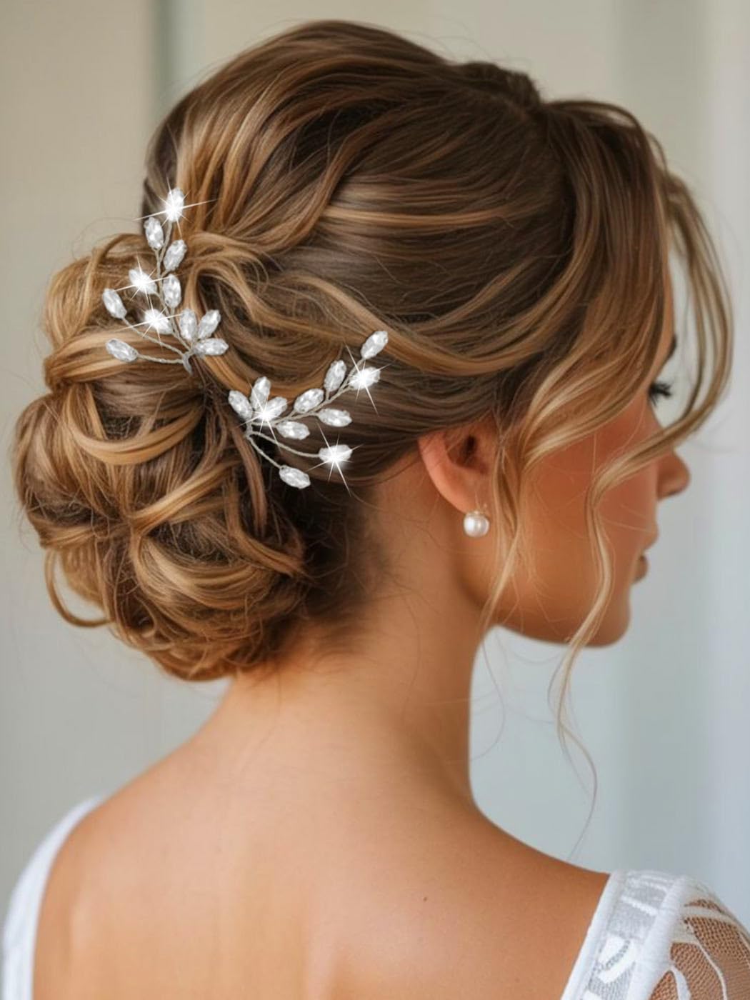 Zoestar Bride Wedding Hair Pins Crystal Headpiece Rhinestone Bridal Hair Accessories for Women and Girls(Pack of 2) (Silver)