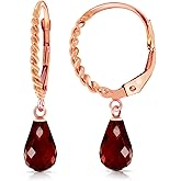 Galaxy Gold GG 3 Carat 14k Solid Rose Gold Leverback Earrings Briolette Garnet