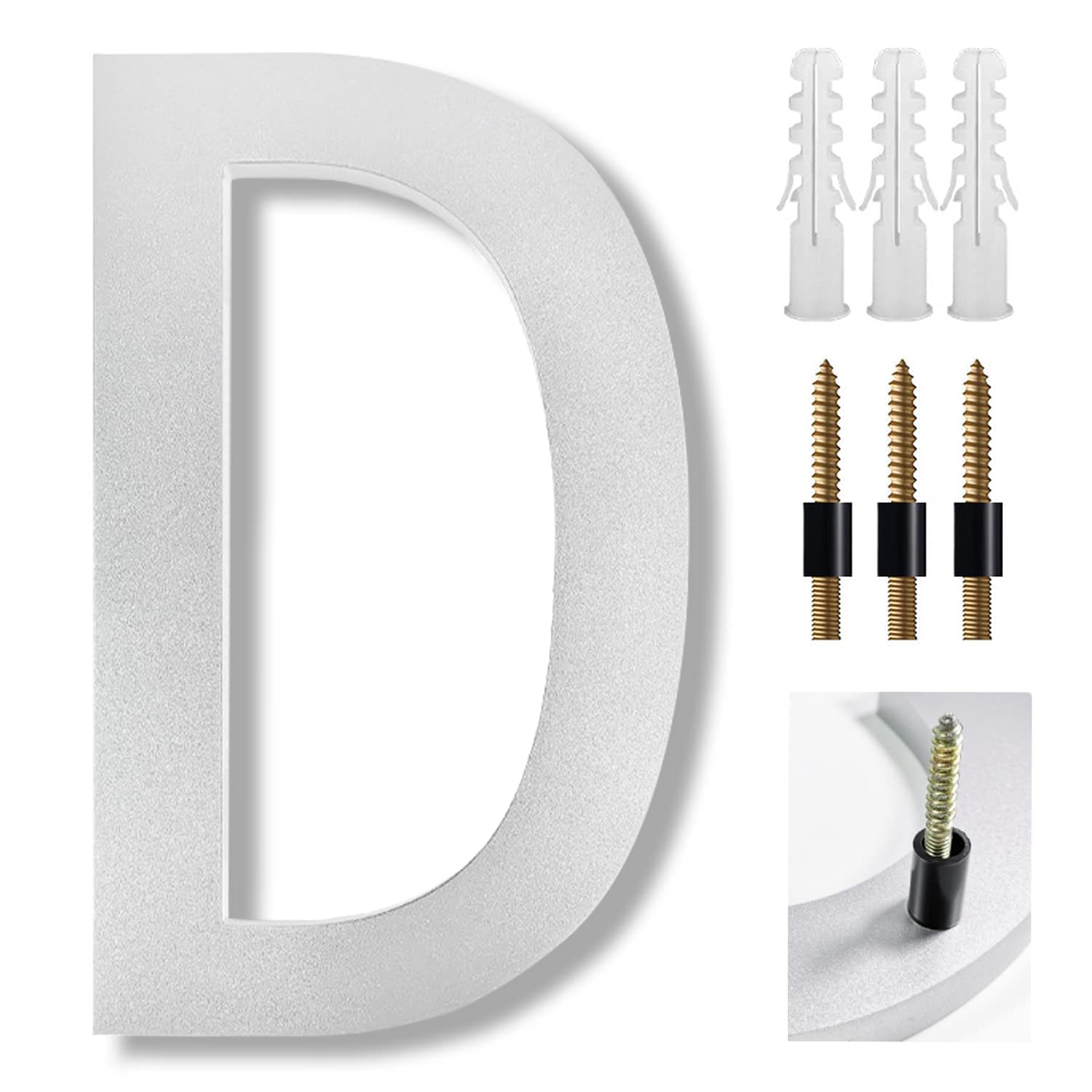 8 Inch Large House Numbers Floating Sliver House Numbers Plaques Modern Door Numbers Plates Signs with Nail Kit for Outside Wall Address Garden Mailbox Dec, Strong Sliver Acrylic Material (D)