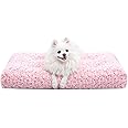 KSIIA Washable Dog Bed Deluxe Plush Dog Crate Beds Comfy Kennel Pad Anti-Slip Pet Sleeping Mat for Large, Jumbo, Medium, Small Dogs Breeds, 29" x 21", Pink