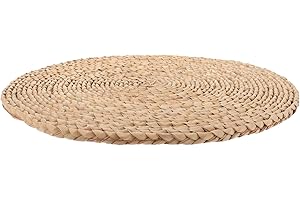 NULYLU Handwoven Dark Straw Floor Cushion 40x40cm Woven Meditation Seat Pad Yoga Zafu Cushion for Home