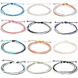 yfstyle 12/10/8Pcs Summer Beach Surfer Wave Bracelets Adjustable Handmade Waterproof Braided String Beaded Anklets Starfish T