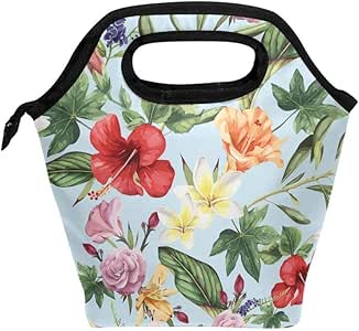 Bolsa Comida Patrón De Hojas De Árbol De Flores Bolsa De Comida Aislada
