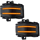 Recon Fits Ford 2017-26 Super Duty F250, F350, F450, F550 Premium LED Side Mirror Lenses w/Amber Daytime Running Lights (DRL), Blinking Turn Signals &amp; White Spot Lights - Smoked Lens