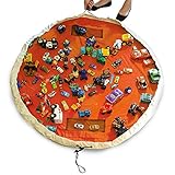 Lego Storage/Deluxe toy organizer and floor activity mat/Canvas PlayBag by OzzyKids-Makes toy storage and cleanup a breeze-Turns into a shoulder bag-BONUS GIFT (Orange)