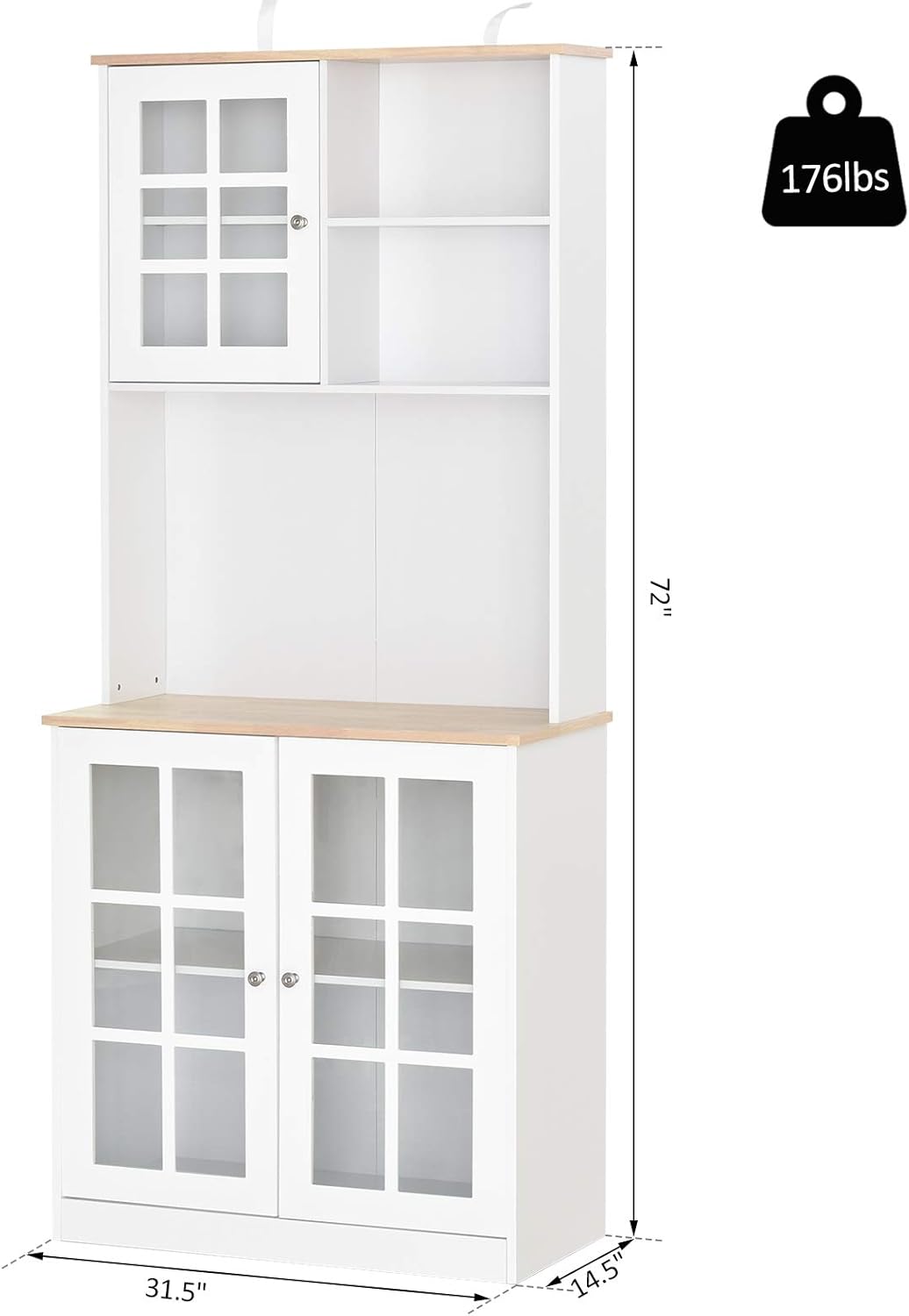 HOMCOM 72" Modern Kitchen Solid Storage Kitchen Cabinet Pantry with Sleek Minimal Design & Ample Storage Space, White: Furniture & Decor