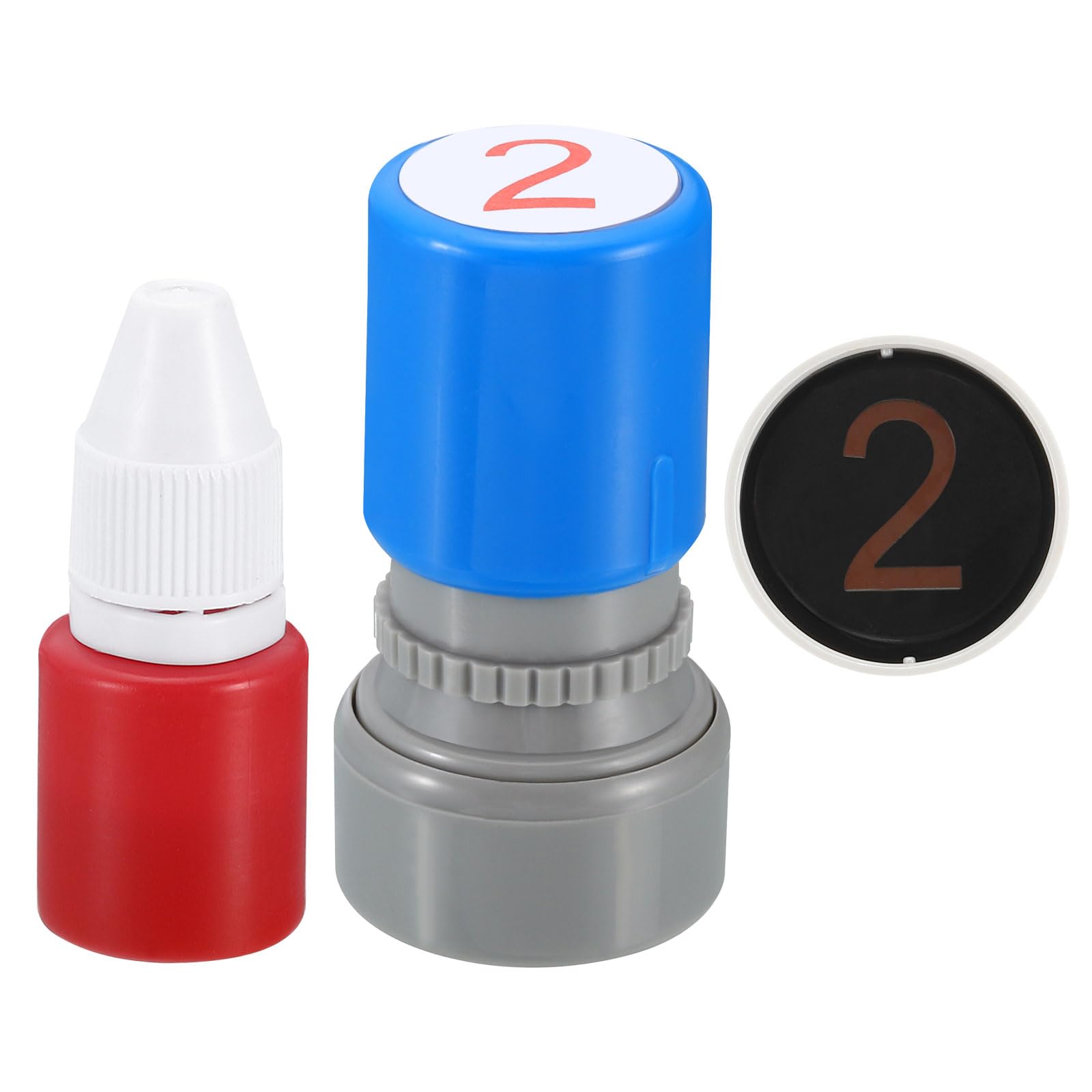 PATIKIL Number Stamps Self Inking, Numeral 2 Number Stamp Teacher Stamp Initial Stamp Ink Stamp for Class Notebook Scrapbooking DIY Craft Style 1, Red Ink