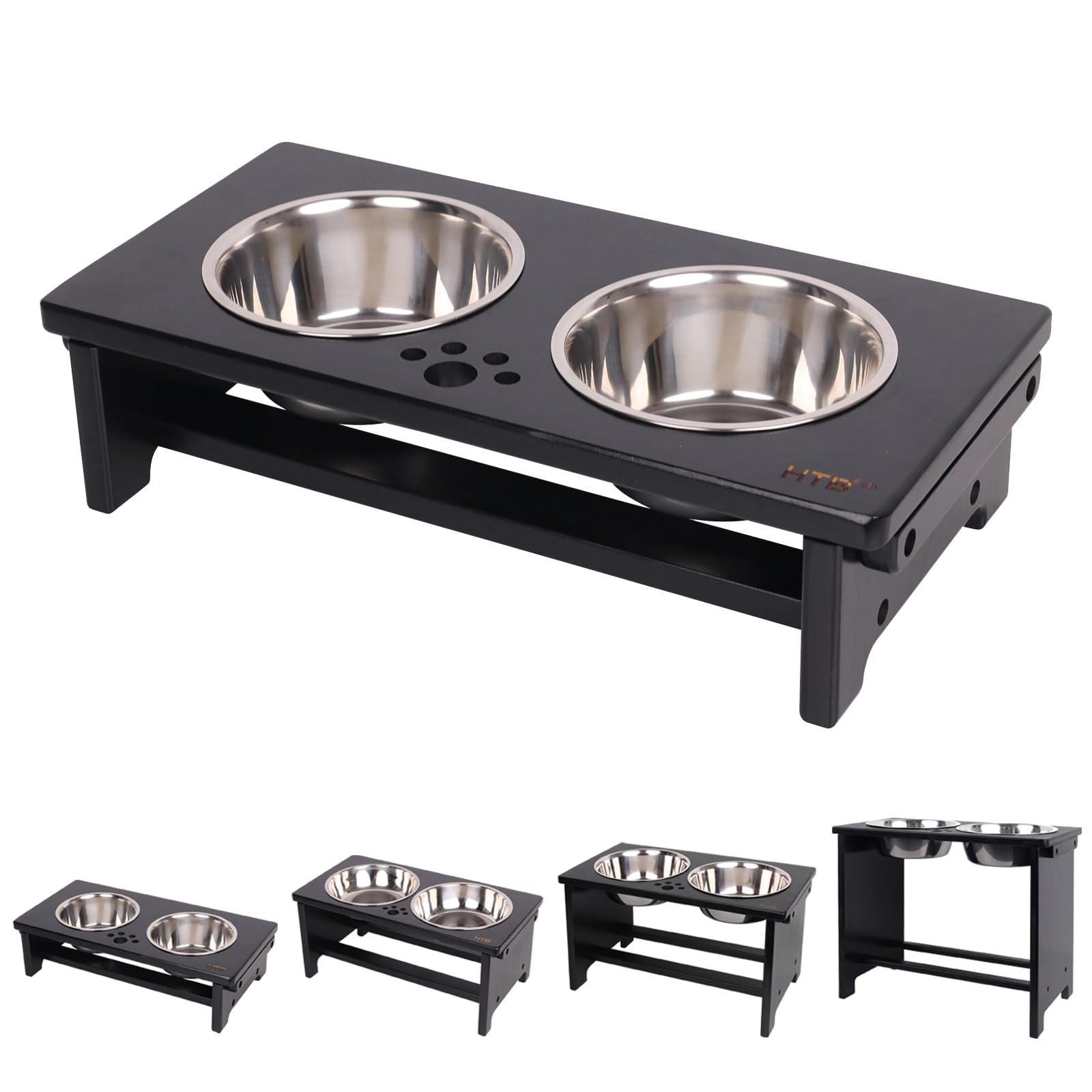 Photo 1 of HTB Elevated Dog Bowls,Raised Dog Bowl Stand with 2 Stainless Steel Bowls,Elevated Raised Dog Bowls for Large Medium Small Sized Dogs