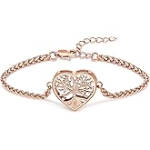 shajwo Cremation Jewelry Tree of Life Heart Urn Bracelet for Human Ashes for Women Men Adjustable Memorial Keepsake Link Bracelet