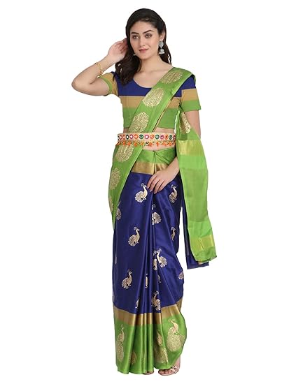 Women's Soft Cotton Silk Foli Work (jari Work) Saree with Belt(Free Size)