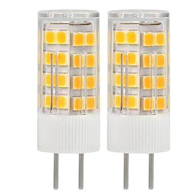 Granvoo 2-er Pack GY6.35 5W Warmweiß LED Mais Birne mit Keramik + ACRYLIC AC/DC 12V 51x 2835 LEDs