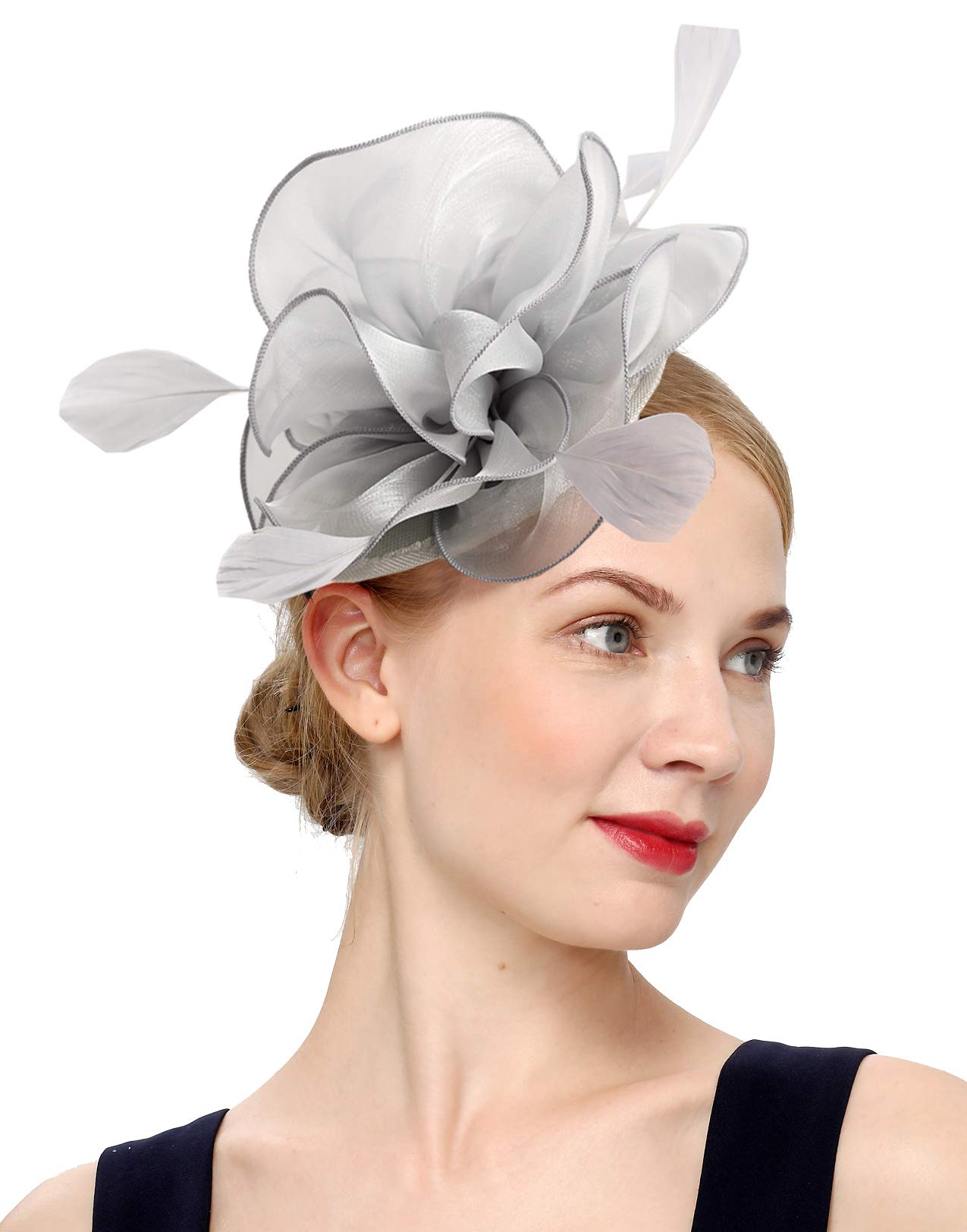 Fascinators Hat for Women Tea Party Headband Kentucky Derby Wedding Flower Cocktail Mesh Feathers Hair Clip