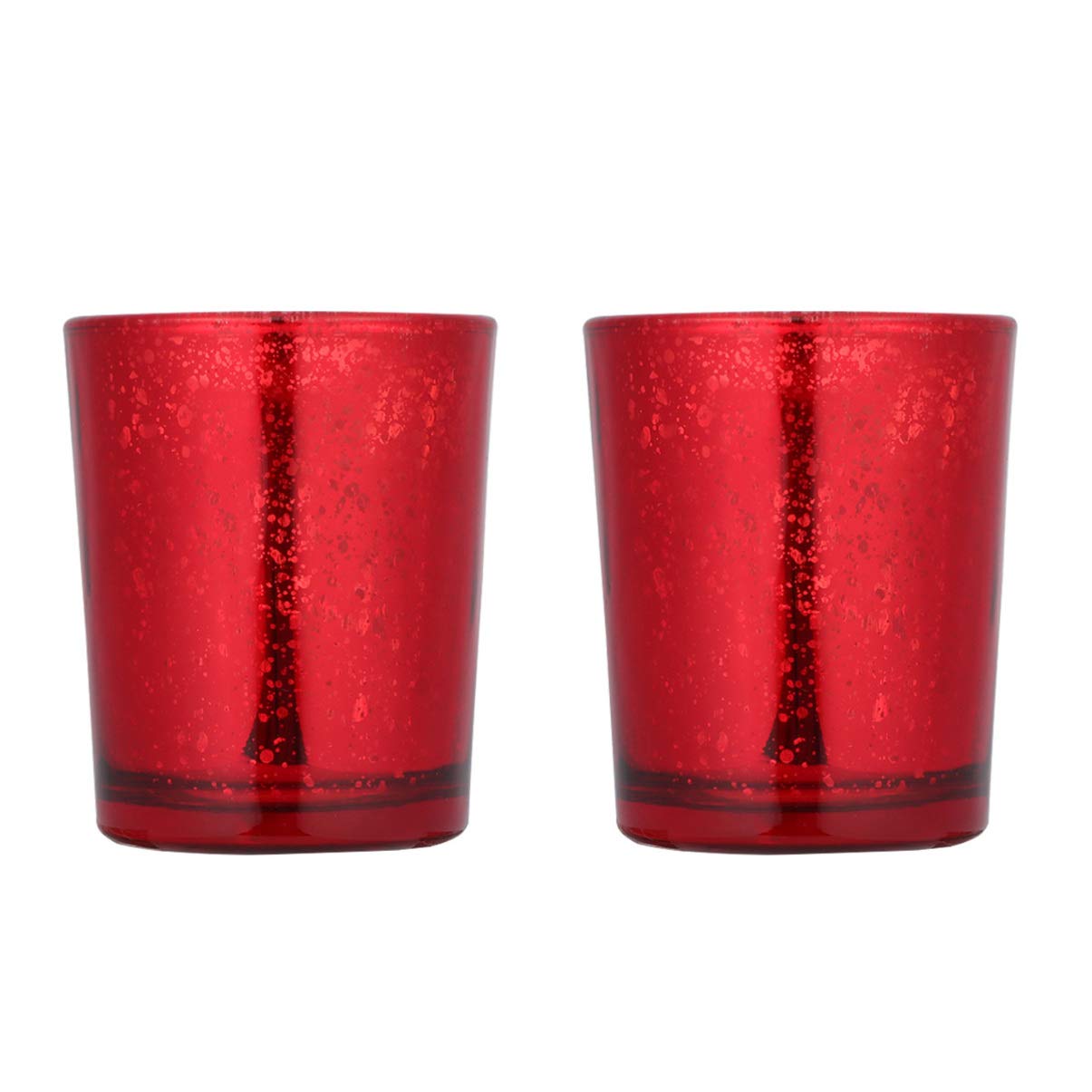 Red Votive Candle Holders, Glass Votive Candle Holder for Christmas Home (2Pcs)