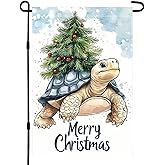 CHAONENG Merry Christmas Garden Flag Double Sided 12x18 Winter Funny Turtle Garden Flag Carrying Christmas Tree Seasonal Lawn Decor Party Supplies