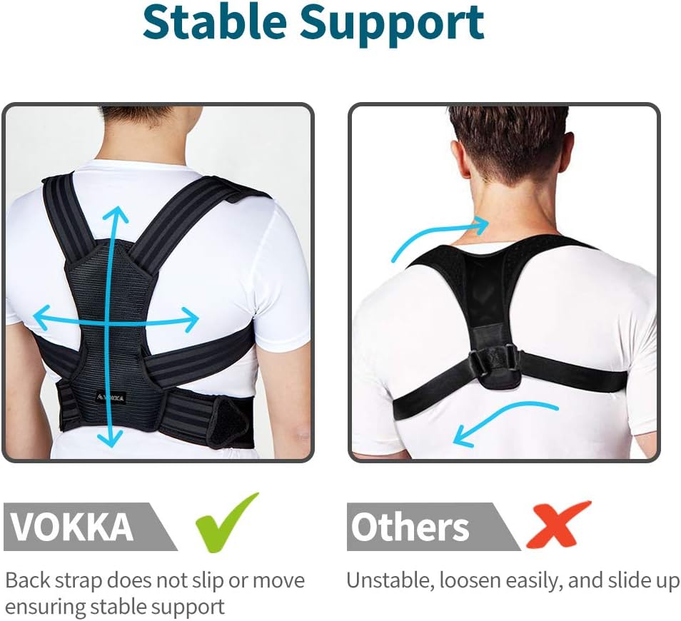 VOKKA Posture Corrector for Men and Women, Spine and Back Support, Providing Pain Relief for Neck, Back, Shoulders, Adjustable and Breathable Back Brace Improves Posture and Provides Back Support XL: Health & Personal Care