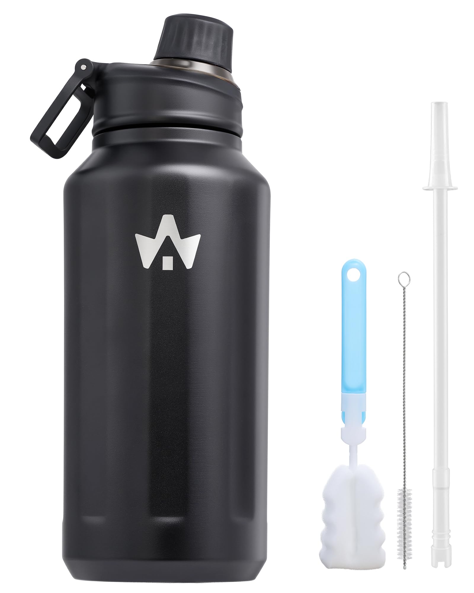 ALongSong Metal Insulated Water Bottle With Straw 1 L, Stainless Flask for Hot Drink/Cold Drink, Non-Slip Silicone Bottom,BPA Free,Leakproof for Sports