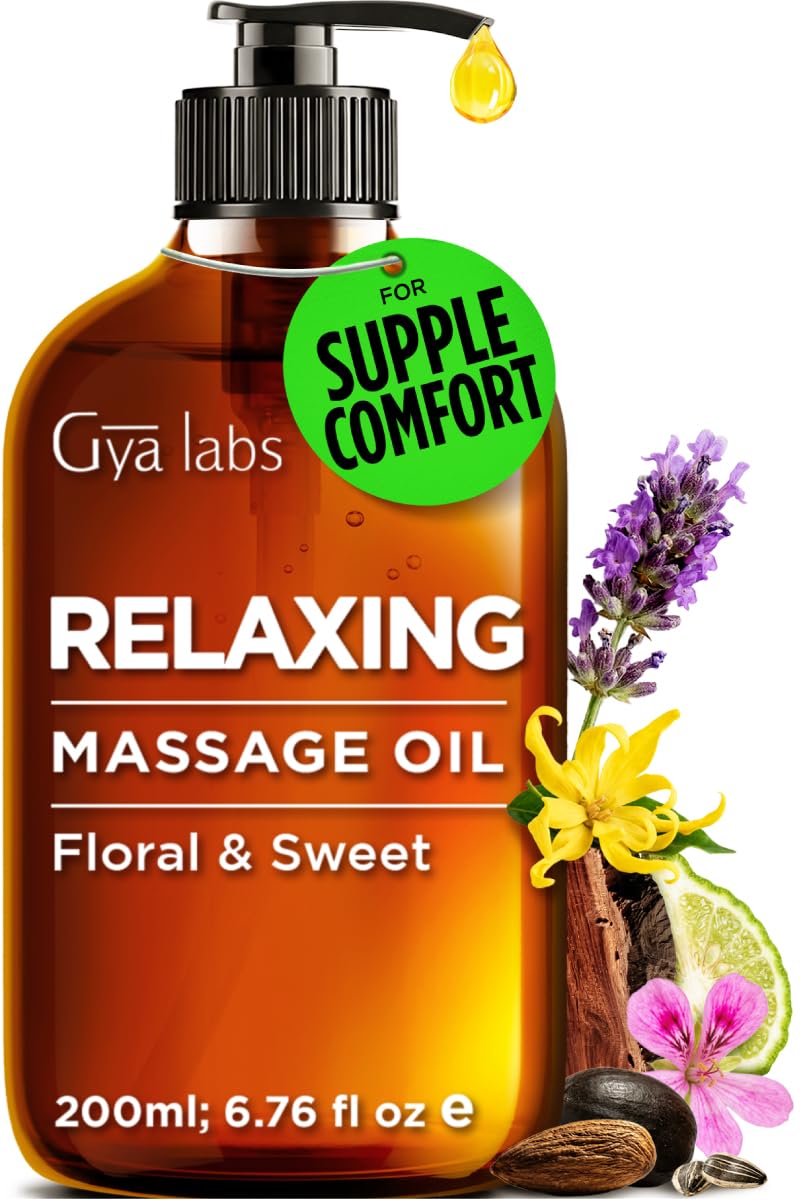 Gya Labs Relaxing Massage Oil - 200ml - Massage Oil for Deep Relaxation and Daily Wellness - Fast-Absorbing and Non-Greasy Formula, Non-GMO and Cruelty-Free
