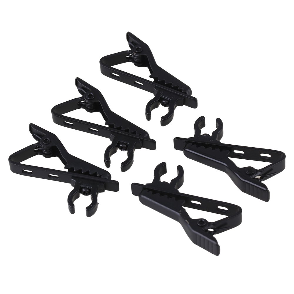 BQLZR Black Metal 6mm EY-J02A Microphone Lapel Clip For Wireless Microphone System Pack of 5