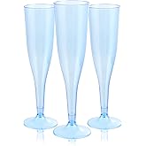 WDF 36 Pack Clear Blue Plastic Champagne Flutes - 7OZ Blue Champagne Flutes Plastic, Champagne Glasses Disposable for Party Wedding New Year's