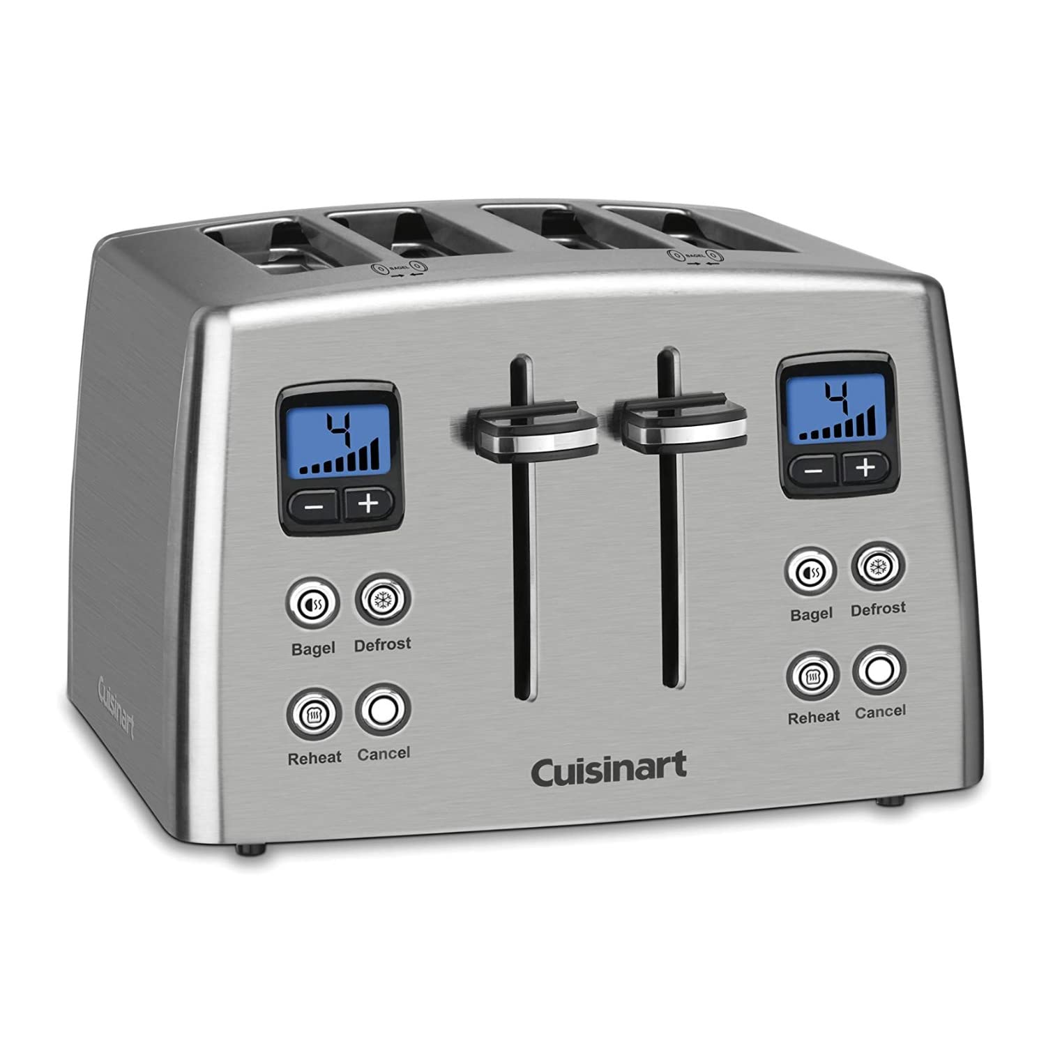 Cuisinart 4 Slice Countdown Motorized Toaster, Compact Bread Toaster with Extra-Wide Slots for Toasting Bread, French Toast, Bagels and Pastries, Defrost & Reheat Functions, CPT-435P1, Stainless Steel