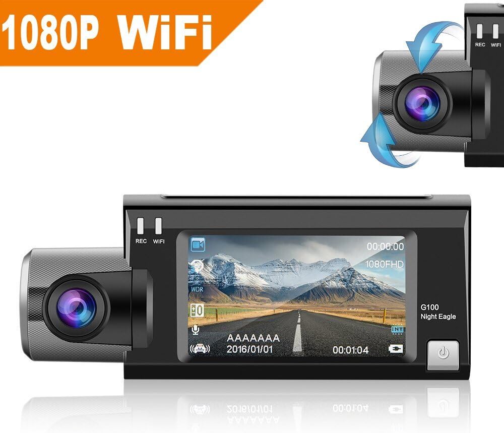 Mucrow Car Dash Cam WiFi 1080P Car Camera, Tracking Playback, WDR Night Vision Dashboard, Car Video Recorder Camera Full-HD 170 Wide Angle 2.7 inch LCD Screen USB Charging Vehicle Video Camera