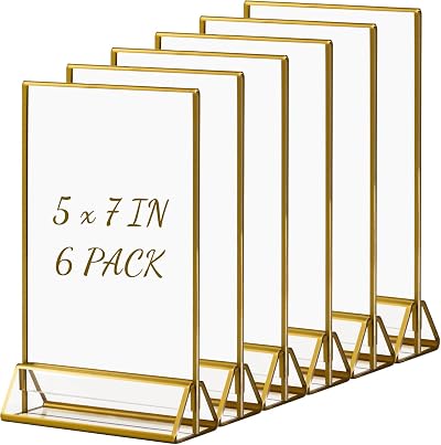 Boxalls Gold Border 5x7 Acrylic Sign Holder Double Sided Vertical Frame Set