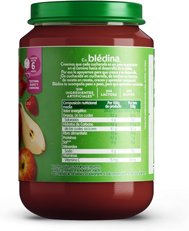 Frascos de maçã, morango e pera para o bebé. Frascos Blédina com vitamina C e sem açúcares adicionados. Alto teor de fibra e sem lactose. A partir dos 6 meses, embalar 6x200g — foto 2 de 8