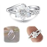 LARDROK Exquisite Round Cut White Created-Opal Stone Flower Created Opal Rings Women Jewelry Birthday Proposal Gift Bridal Engagement Party Band Rings