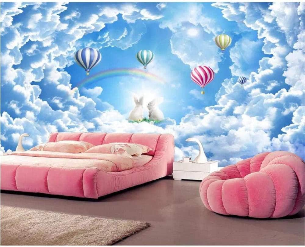 Zrisic 3d Mural Wallpaper Peelable Custom Wallpaper Fresco 3d Cloud Paradise Romance Rabbit Blue Sky White Cloud Dream Tv Background Walls 3d Wallpaper 300x210cm Amazon Com