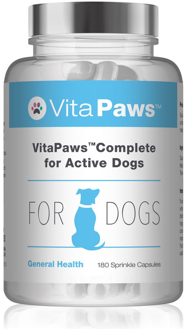 Multivitamins for Dogs VitaPaws Complete for Active Dogs Includes Glucosamine, Ginseng & L