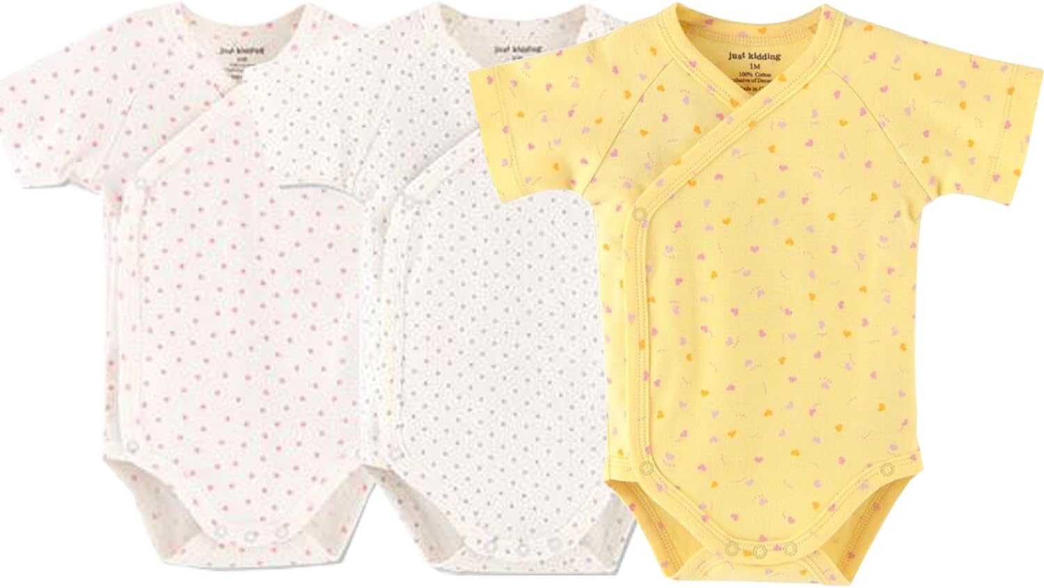 Baby Boys Girls Short Sleeves Kimono Onsies Cotton Baby Side-Button Bodysuit Pack of Cardigan Onsies for Infants