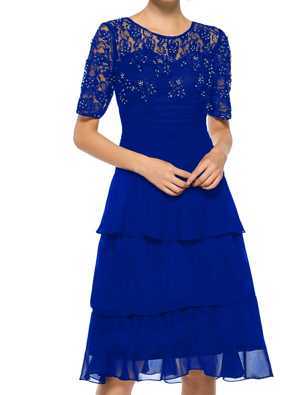 Mother of The Bride Dresses Tiered Short Evening Party Dresses Lace