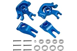 GLOBACT Aluminum Front Steering Block&Caster Block and Rear Hub with Ball Bearings Upgrade Parts for 1/10 Arrma Senton Granite Typhon BigRock Rc Truck Replacement of AR330469 AR330442 AR330467 (Blue)