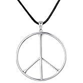 DAOCHONG S925 Sterling Silver Peace Sign Hippie Party Pendant Necklace Jewelry Gift
