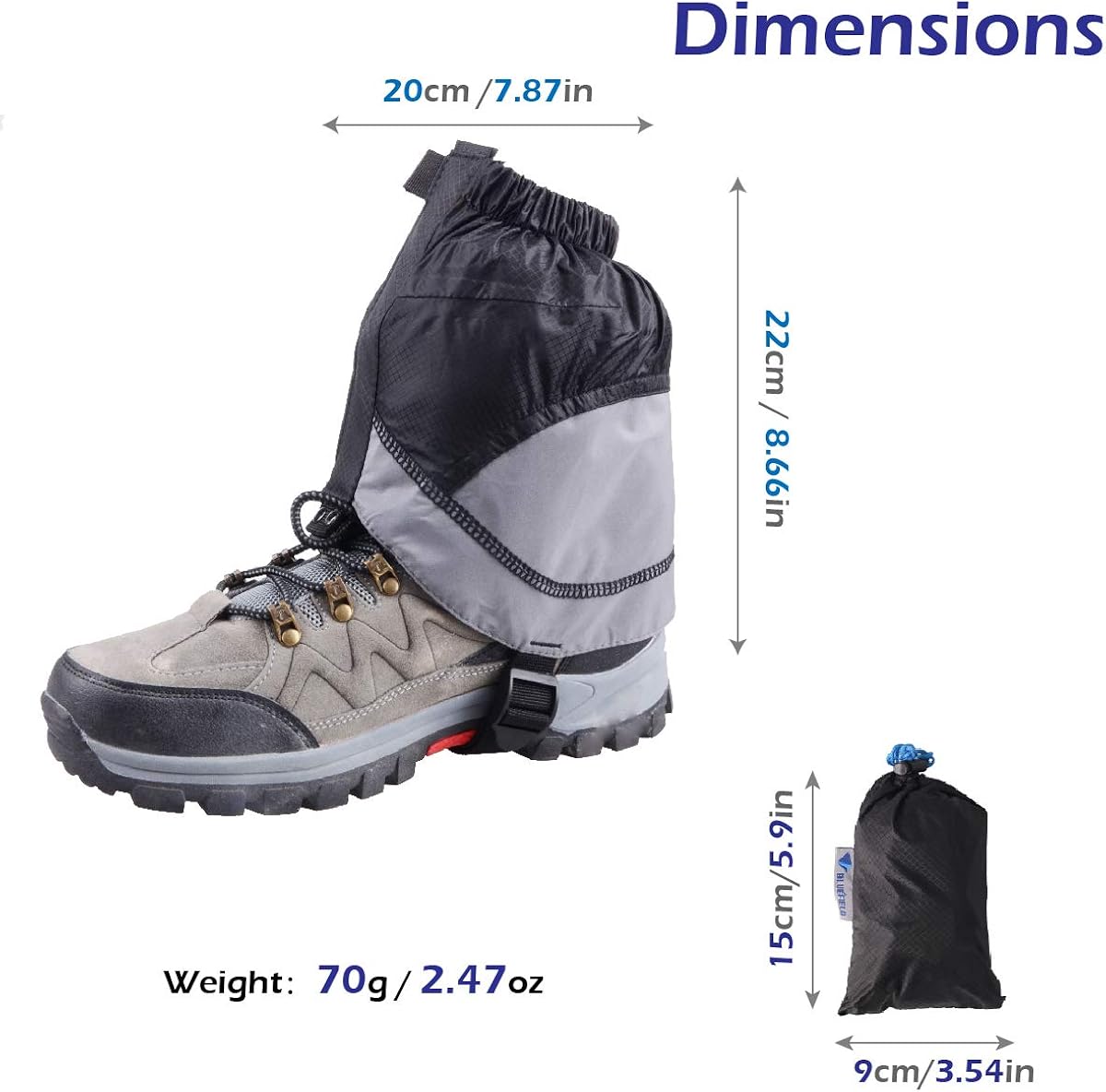 TRIWONDER Hiking Gaiters for Men Women Waterproof Ankle Leg Gaiters Lightweight Low Gators Snow Gaiters for Walking Backpacking (Orange & Grey) - Image 3